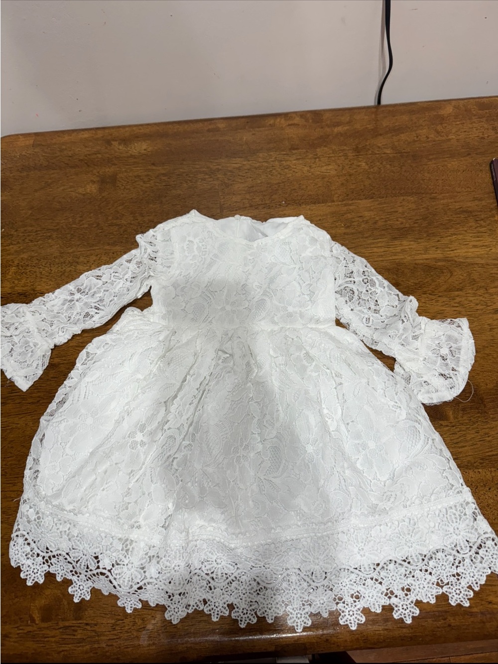 White Lace Long-Sleeve Kids Dress